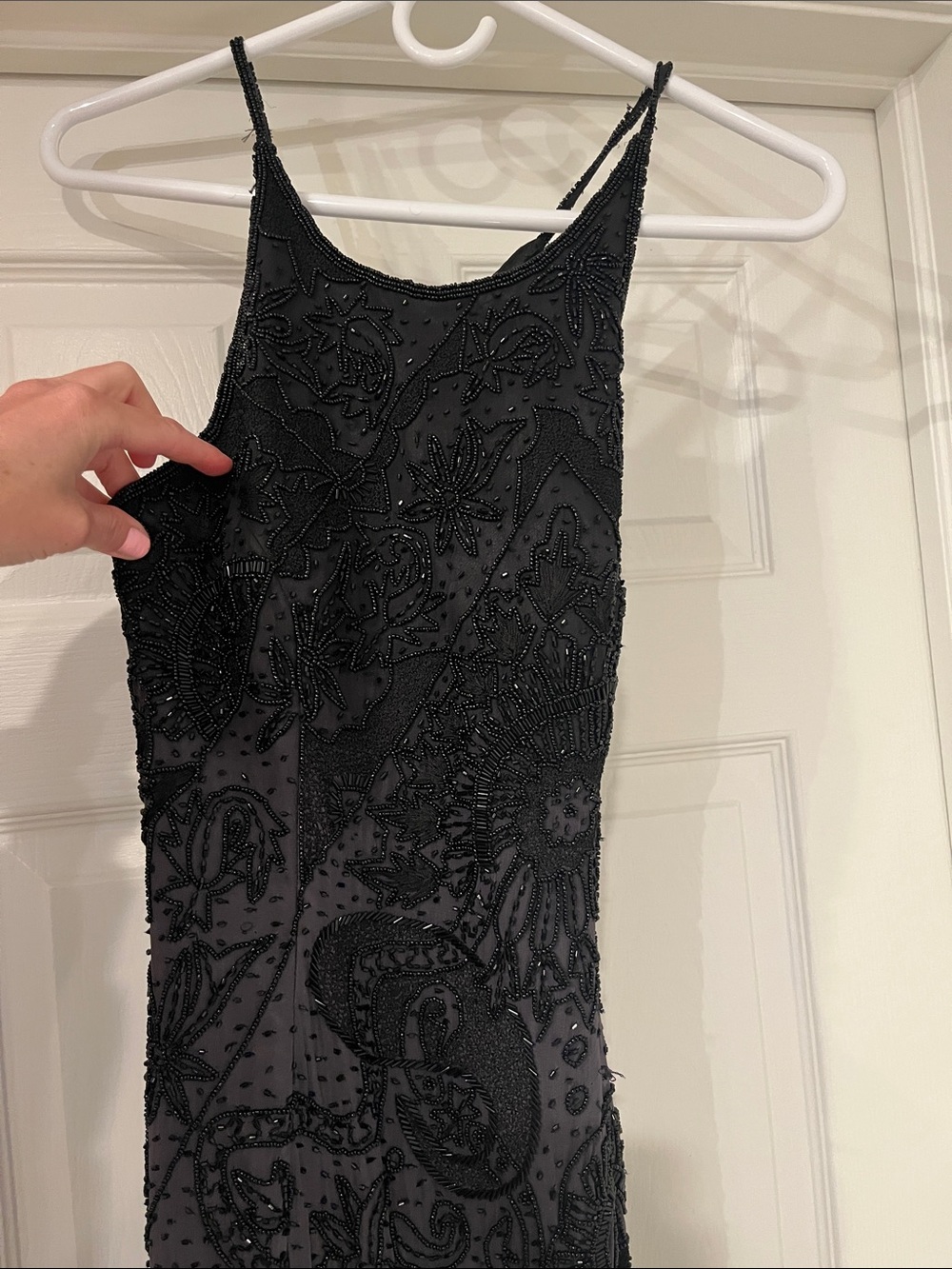 White House Black Market Black Beaded strappy Dress